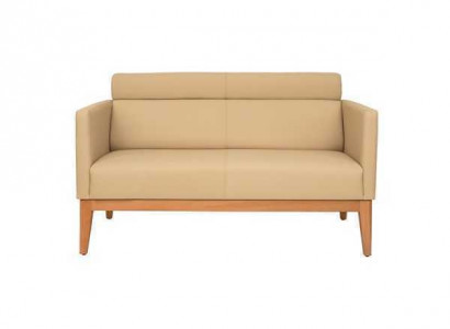 Beiges Büro Sofa Designer 2-Sitzer Polstercouch Kunstleder Luxus Couchen